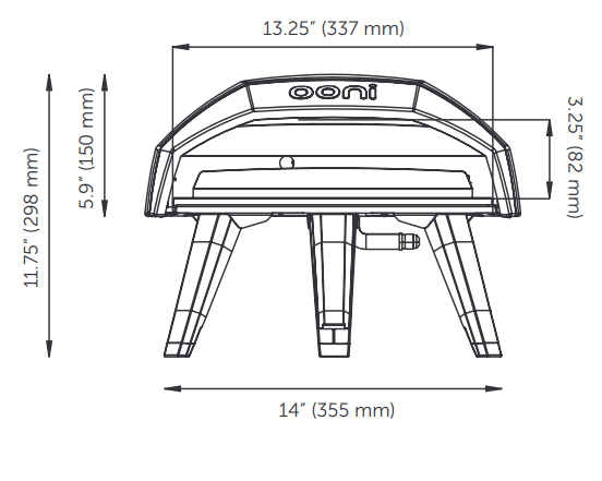 Ooni koda dimensions