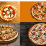 collage of images of different pizza sizes