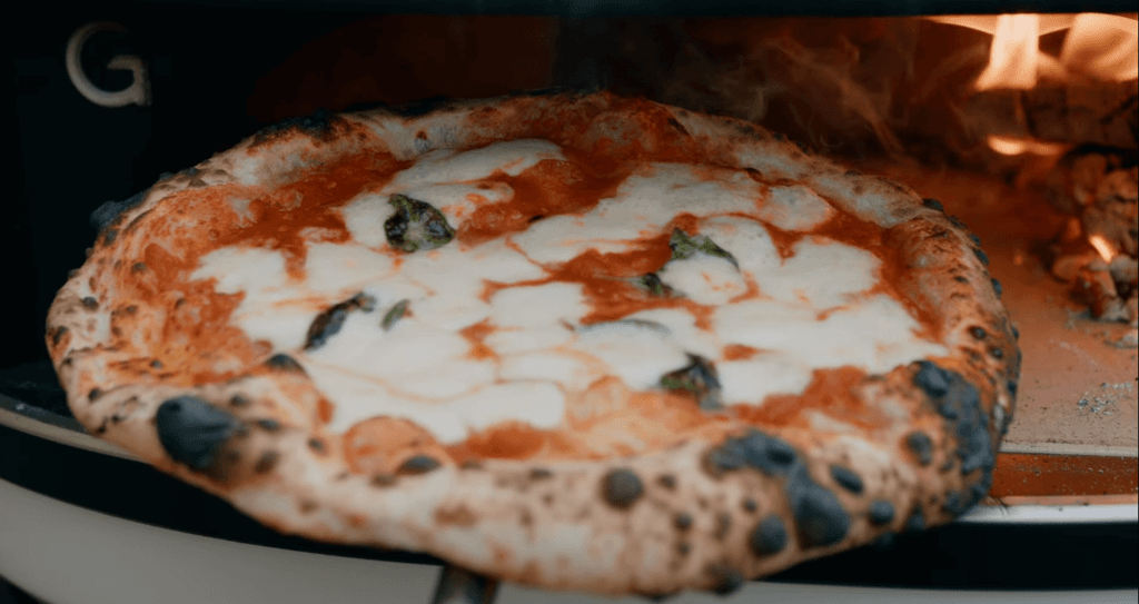 image of a cooked pizza in Gozney Dome