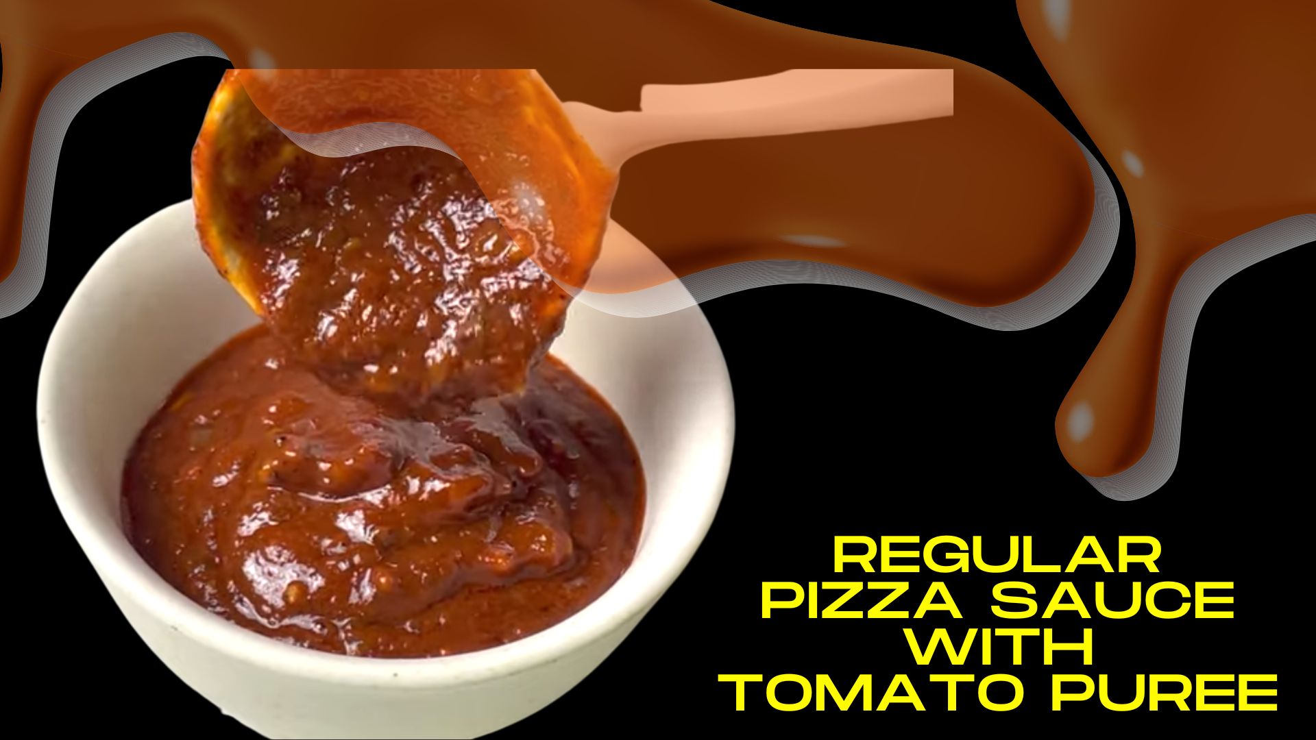 Regular Pizza Sauce Recipe with Tomato Puree in a white bowl