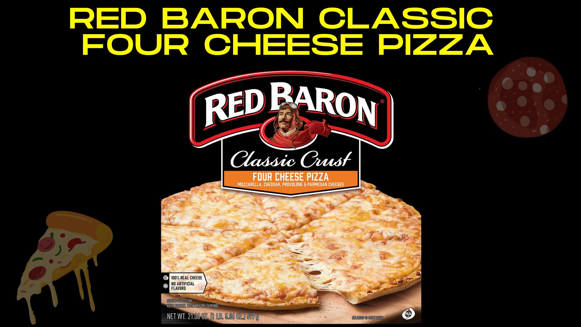 product image of Red Baron Classic Four Cheese Pizza with black background