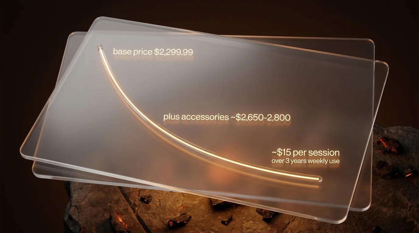 Chart showing the Dome's cost per cooking session falling from the initial price toward about 15 dollars per use over three years